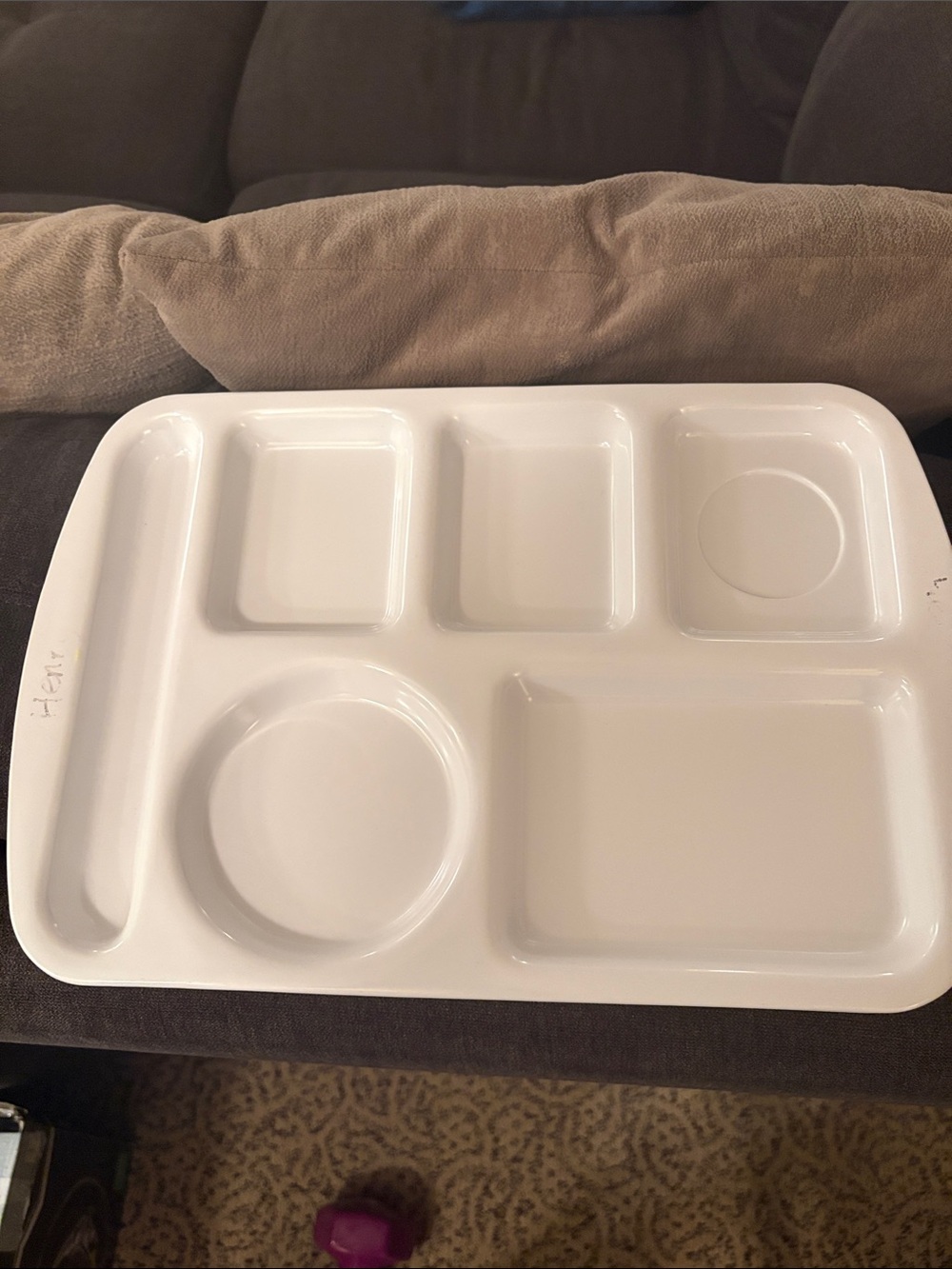 2 White Compartment Meal Trays - Unbranded